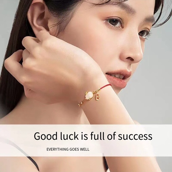 New 925 silver 2023 Jade Rabbit bracelet braided red rope rabbit gift rabbit - Picture 4 of 5